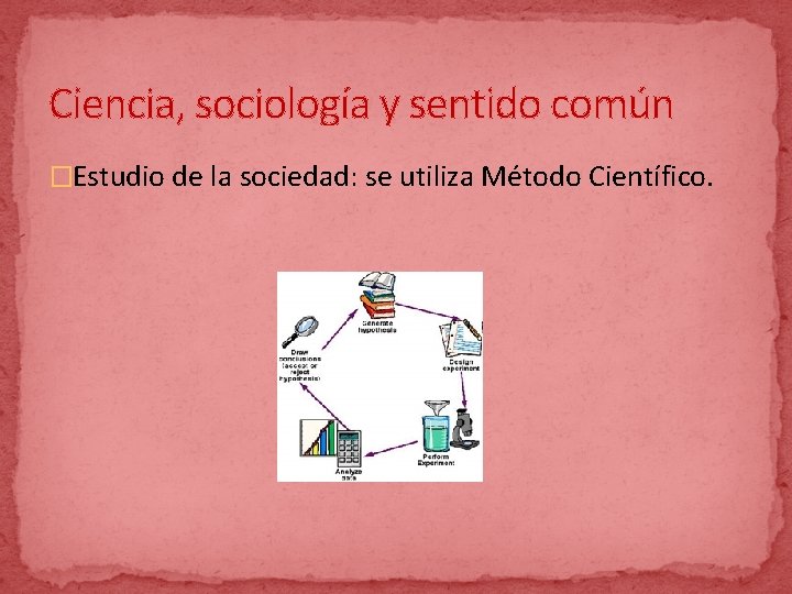 Ciencia, sociología y sentido común �Estudio de la sociedad: se utiliza Método Científico. 