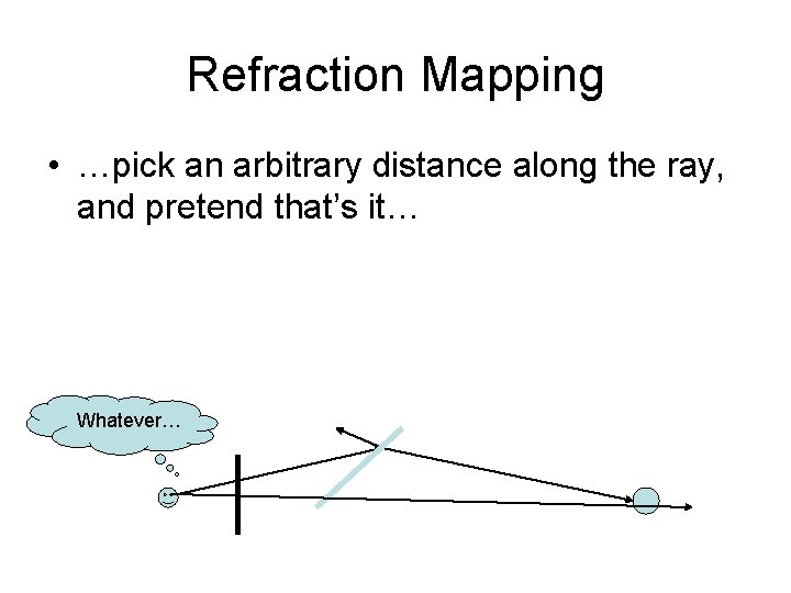 Refraction Mapping • …pick an arbitrary distance along the ray, and pretend that’s it…