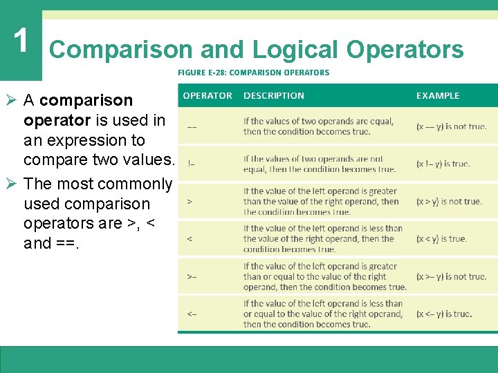 1 Comparison and Logical Operators Ø A comparison operator is used in an expression 1 Comparison and Logical Operators Ø A comparison operator is used in an expression