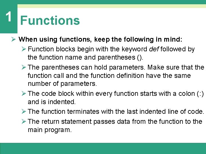 1 Functions Ø When using functions, keep the following in mind: Ø Function blocks 1 Functions Ø When using functions, keep the following in mind: Ø Function blocks
