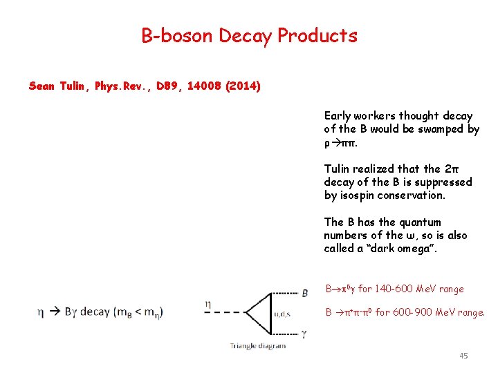 B-boson Decay Products Sean Tulin, Phys. Rev. , D 89, 14008 (2014) Early workers