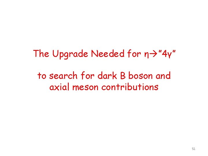 The Upgrade Needed for η ” 4γ” to search for dark B boson and