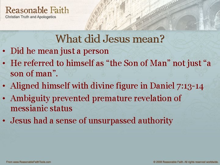 What did Jesus mean? • Did he mean just a person • He referred