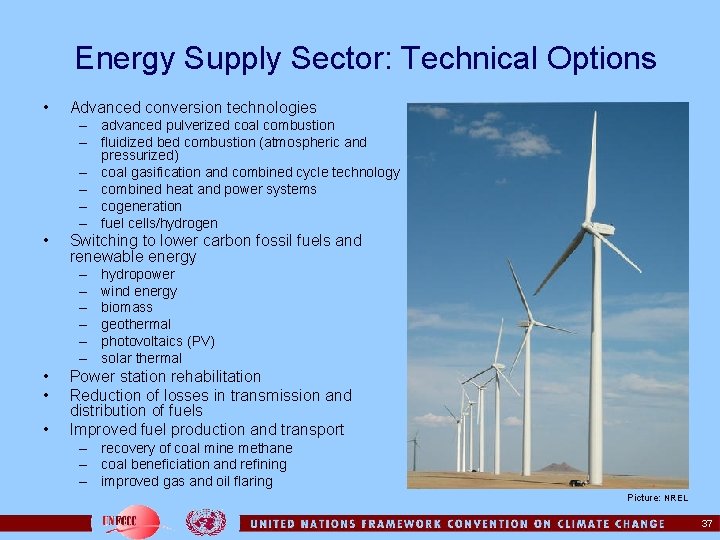 Energy Supply Sector: Technical Options • Advanced conversion technologies – advanced pulverized coal combustion