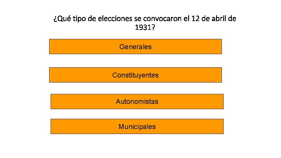 ¿Qué tipo de elecciones se convocaron el 12 de abril de 1931? Generales Constituyentes