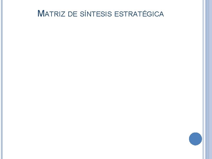 MATRIZ DE SÍNTESIS ESTRATÉGICA 