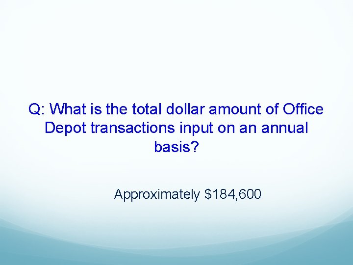 Q: What is the total dollar amount of Office Depot transactions input on an