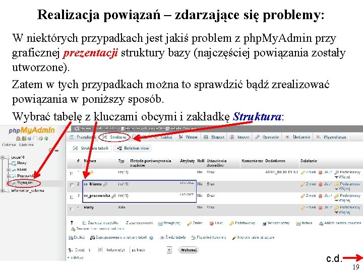 Realizacja powiązań – zdarzające się problemy: W niektórych przypadkach jest jakiś problem z php.