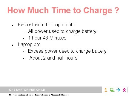 How Much Time to Charge ? Fastest with the Laptop off: All power used