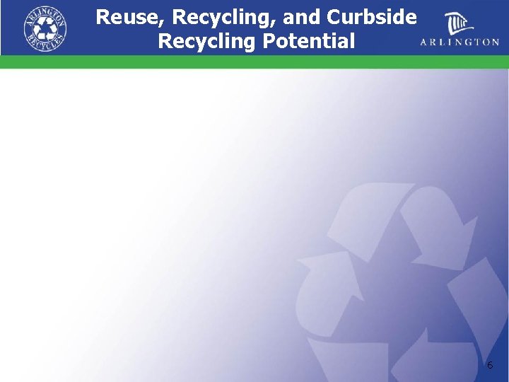 Reuse, Recycling, and Curbside Recycling Potential 6 