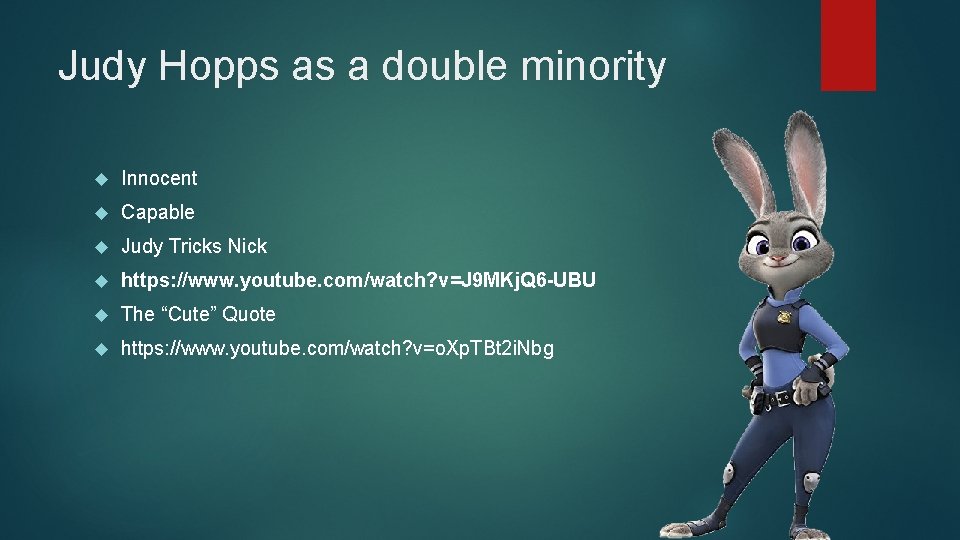 Judy Hopps as a double minority Innocent Capable Judy Tricks Nick https: //www. youtube.