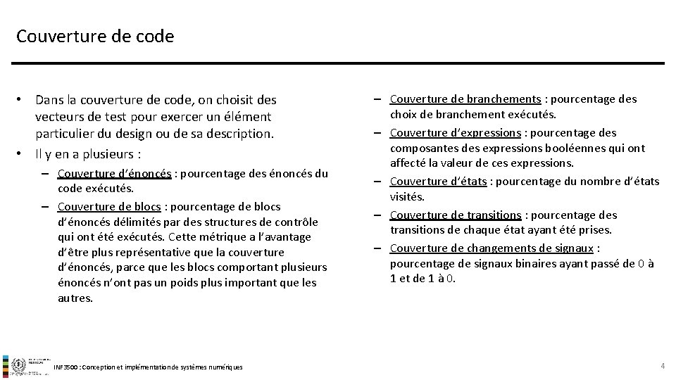 Couverture de code • Dans la couverture de code, on choisit des vecteurs de