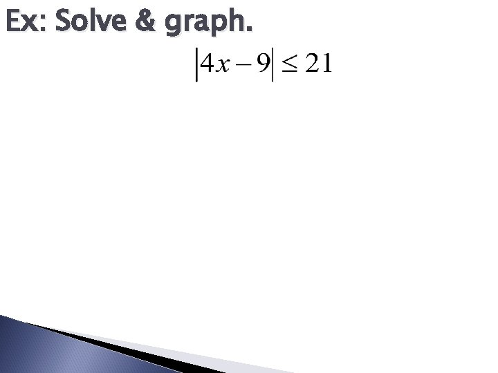 Ex: Solve & graph. 