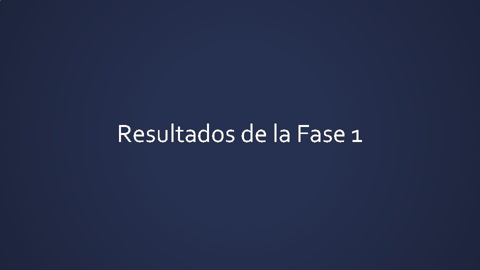 Resultados de la Fase 1 