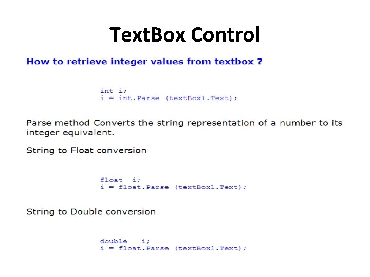 Text. Box Control Text. Box Control
