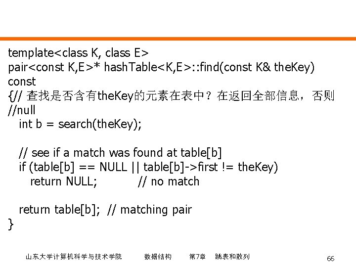template<class K, class E> pair<const K, E>* hash. Table<K, E>: : find(const K& the.