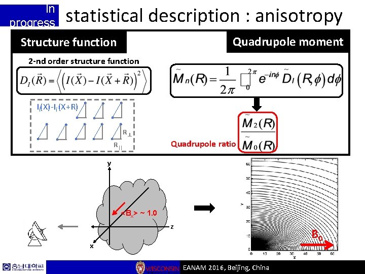 In progress statistical description : anisotropy Quadrupole moment Structure function 2 -nd order structure