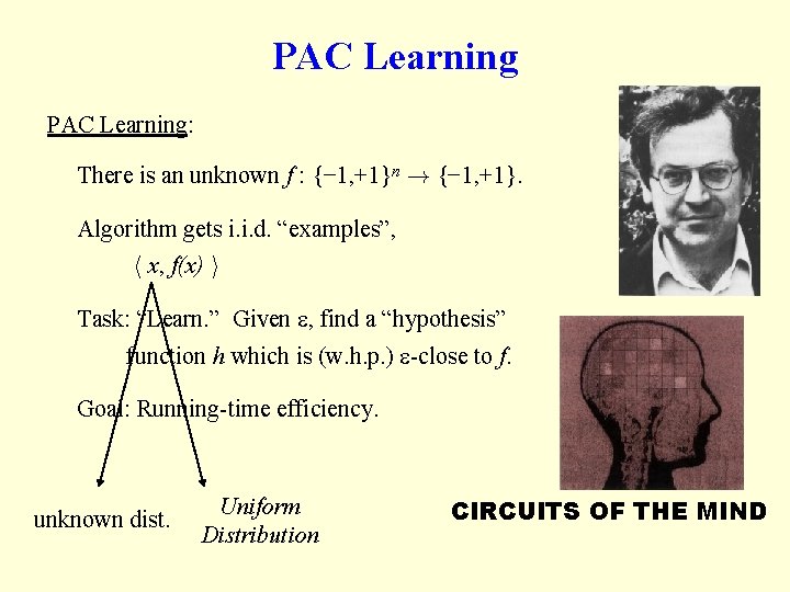 PAC Learning: There is an unknown f : {− 1, +1}n ! {− 1,