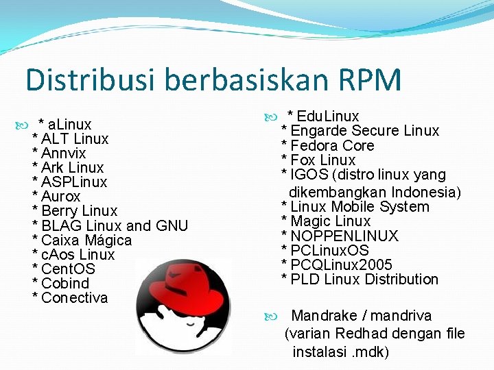 Distribusi berbasiskan RPM * a. Linux * ALT Linux * Annvix * Ark Linux