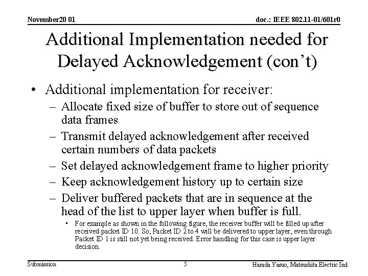 November 20 01 doc. : IEEE 802. 11 -01/601 r 0 Additional Implementation needed