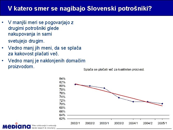 V katero smer se nagibajo Slovenski potrošniki? • V manjši meri se pogovarjajo z