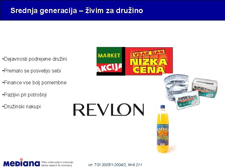 Srednja generacija – živim za družino • Dejavnosti podrejene družini • Premalo se posvetijo