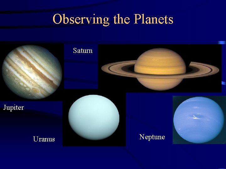 Observing the Planets Saturn Jupiter Uranus Neptune 