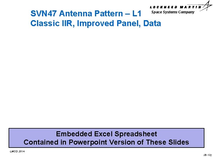 SVN 47 Antenna Pattern – L 1 Space Systems Company Classic IIR, Improved Panel,