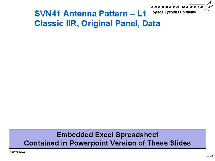 SVN 41 Antenna Pattern – L 1 Space Systems Company Classic IIR, Original Panel,