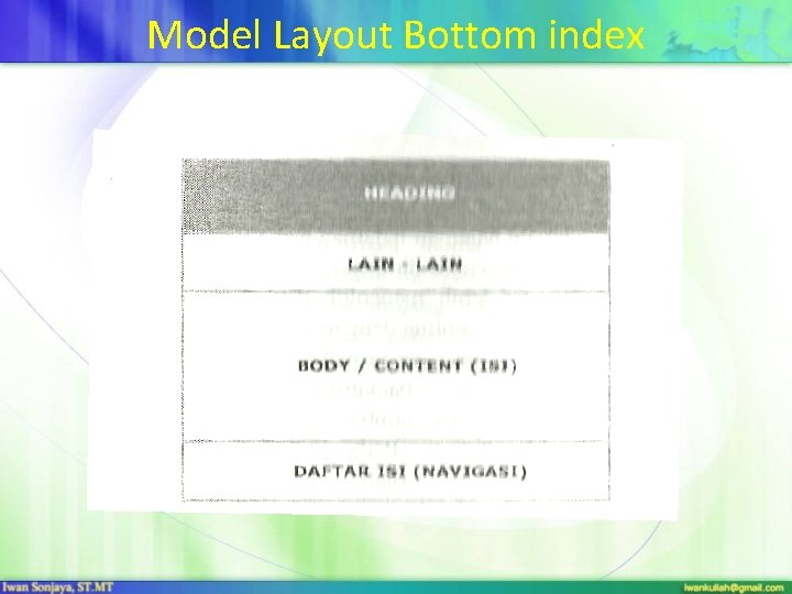 Model Layout Bottom index 