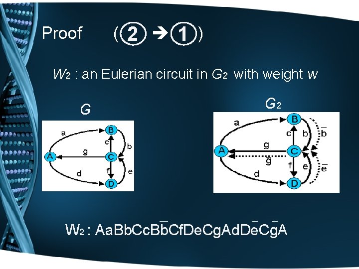 Proof ( 2 1 ) W 2 : an Eulerian circuit in G 2