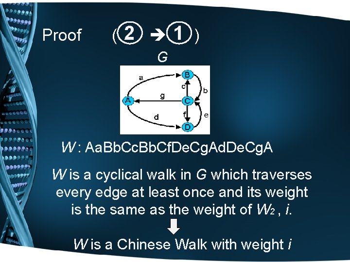 Proof (2 1 ) G W : Aa. Bb. Cc. Bb. Cf. De. Cg.