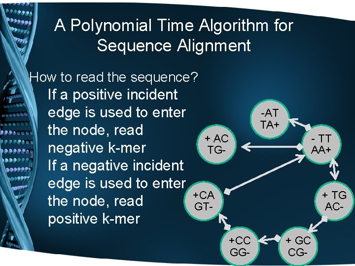 A Polynomial Time Algorithm for Sequence Alignment How to read the sequence? If a