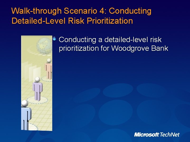 Walk-through Scenario 4: Conducting Detailed-Level Risk Prioritization Conducting a detailed-level risk prioritization for Woodgrove