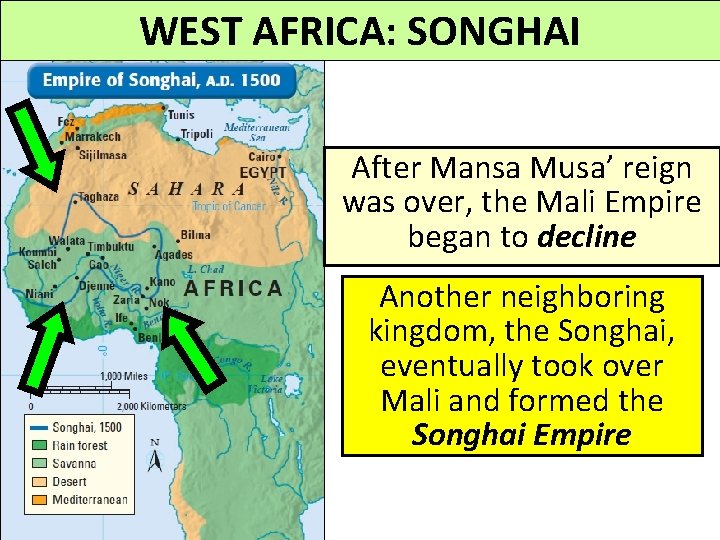 WEST AFRICA: SONGHAI After Mansa Musa’ reign was over, the Mali Empire began to WEST AFRICA: SONGHAI After Mansa Musa’ reign was over, the Mali Empire began to