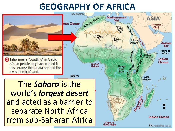 GEOGRAPHY OF AFRICA The Sahara is the world’s largest desert and acted as a GEOGRAPHY OF AFRICA The Sahara is the world’s largest desert and acted as a