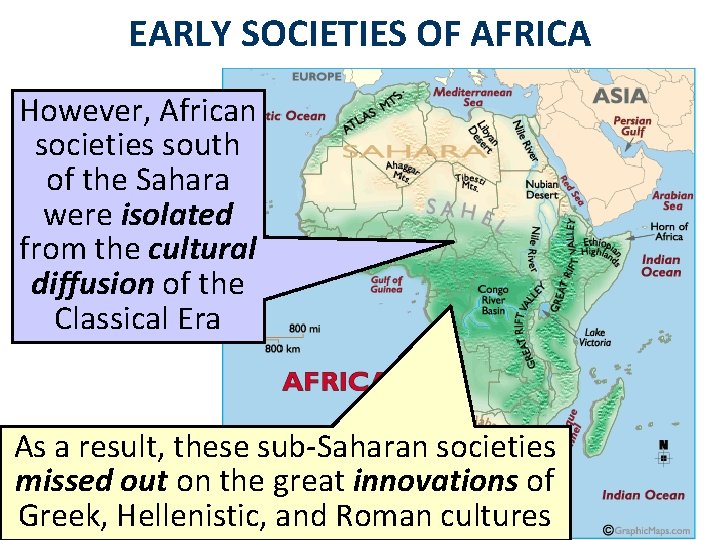 EARLY SOCIETIES OF AFRICA However, African societies south of the Sahara were isolated from EARLY SOCIETIES OF AFRICA However, African societies south of the Sahara were isolated from