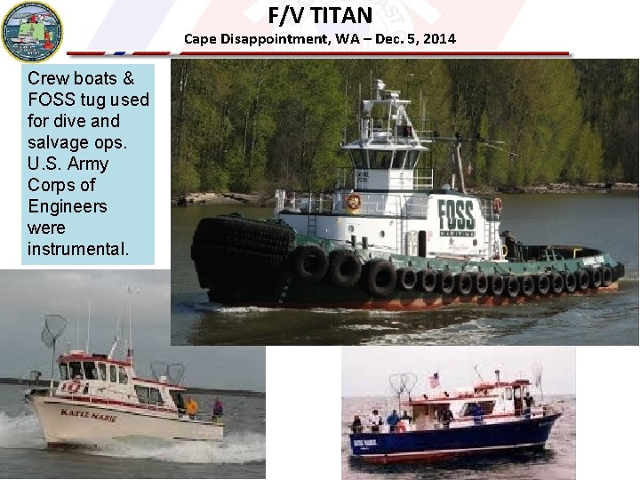 F/V TITAN Cape Disappointment, WA – Dec. 5, 2014 Crew boats & FOSS tug