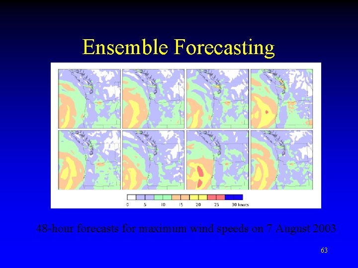 Ensemble Forecasting 48 -hour forecasts for maximum wind speeds on 7 August 2003 63