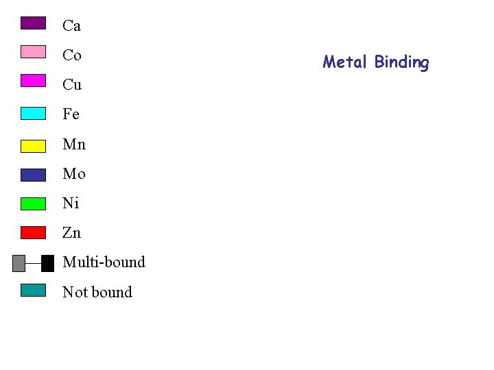 Ca Co Cu Fe Mn Mo Ni Zn Multi-bound Not bound Metal Binding 