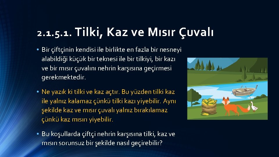 2. 1. 5. 1. Tilki, Kaz ve Mısır Çuvalı • Bir çiftçinin kendisi ile