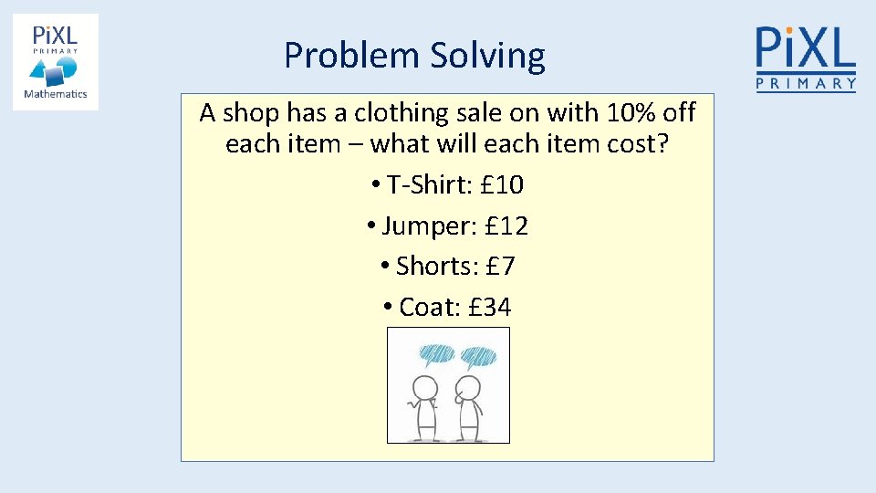 Problem Solving A shop has a clothing sale on with 10% off each item