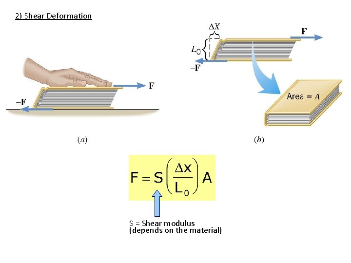 2) Shear Deformation S = Shear modulus (depends on the material) 