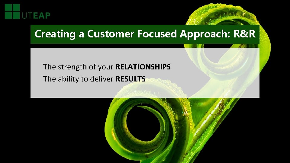 Creating a Customer Focused Approach: R&R The strength of your RELATIONSHIPS The ability to
