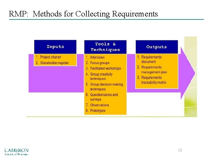 RMP: Methods for Collecting Requirements 13 