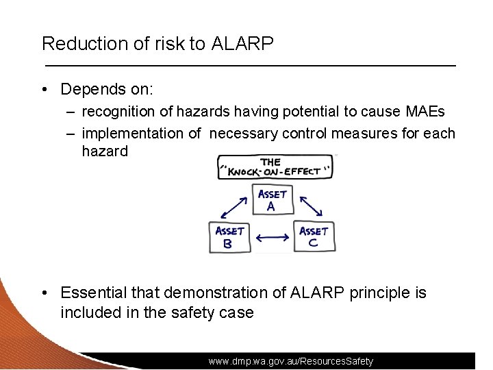 Reduction of risk to ALARP • Depends on: – recognition of hazards having potential