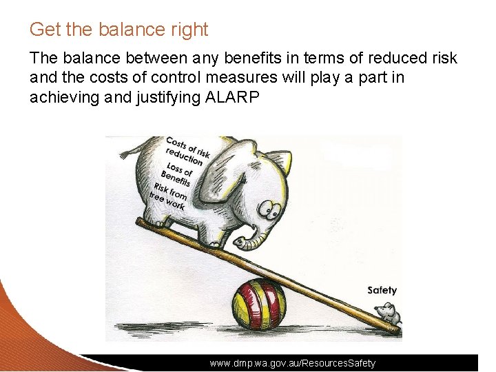 Get the balance right The balance between any benefits in terms of reduced risk