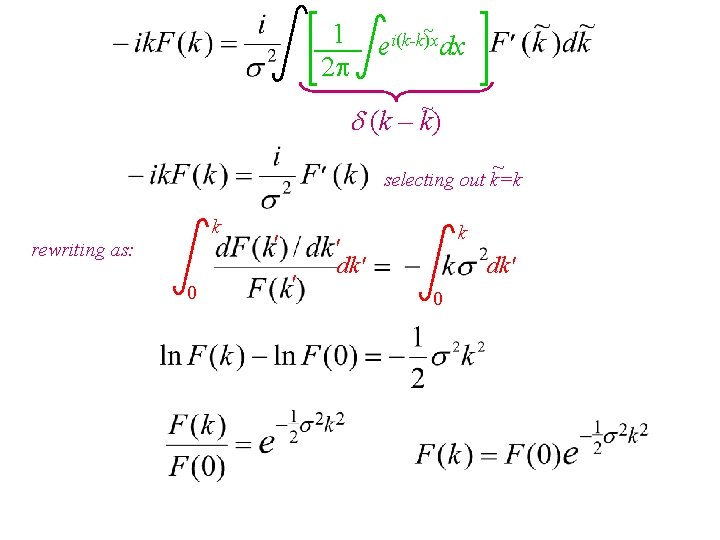 ~ 1 ei(k-k)x dx 2 ~ (k – k) ~ selecting out k=k k