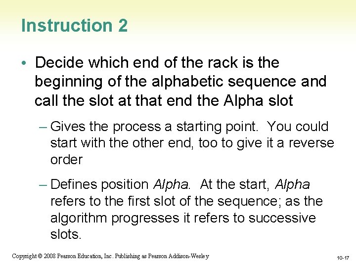 Instruction 2 • Decide which end of the rack is the beginning of the Instruction 2 • Decide which end of the rack is the beginning of the