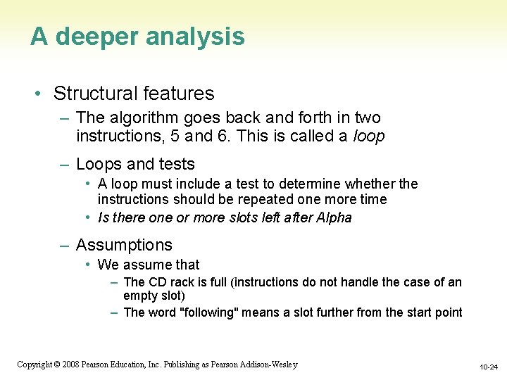 A deeper analysis • Structural features – The algorithm goes back and forth in A deeper analysis • Structural features – The algorithm goes back and forth in